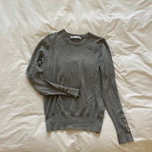 Zara gray crewneck with gold buttons size S